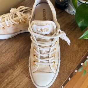 Converse All Star Madison Low top Sneakers Womens 8.5 Gold Sequin Lace up Shoes